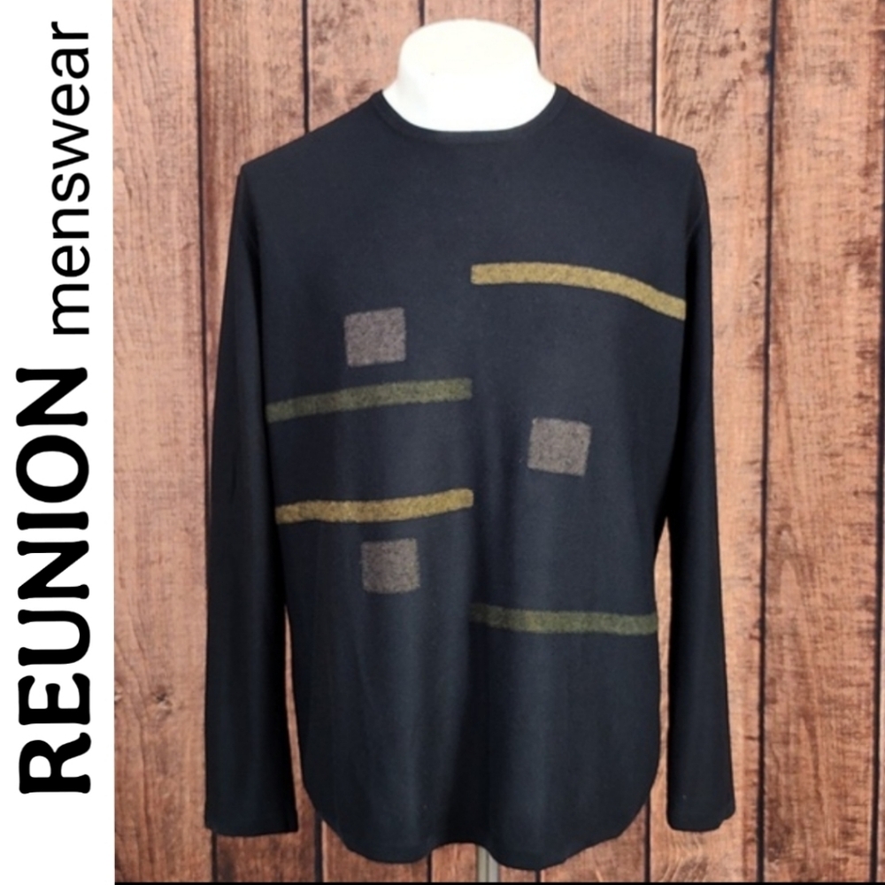 Vtg Mens Geometric Knit Pattern Reunion Lightweight Sweater Excellent Condition